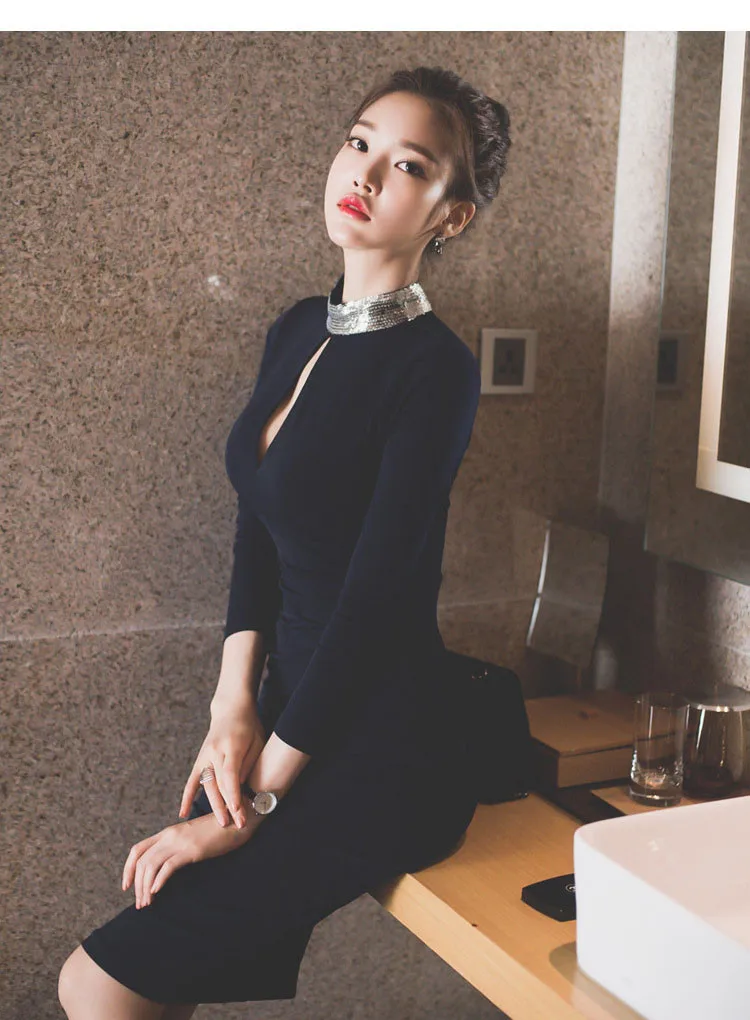 Long Sleeve Slim Fit Sexy Women Dress (8)