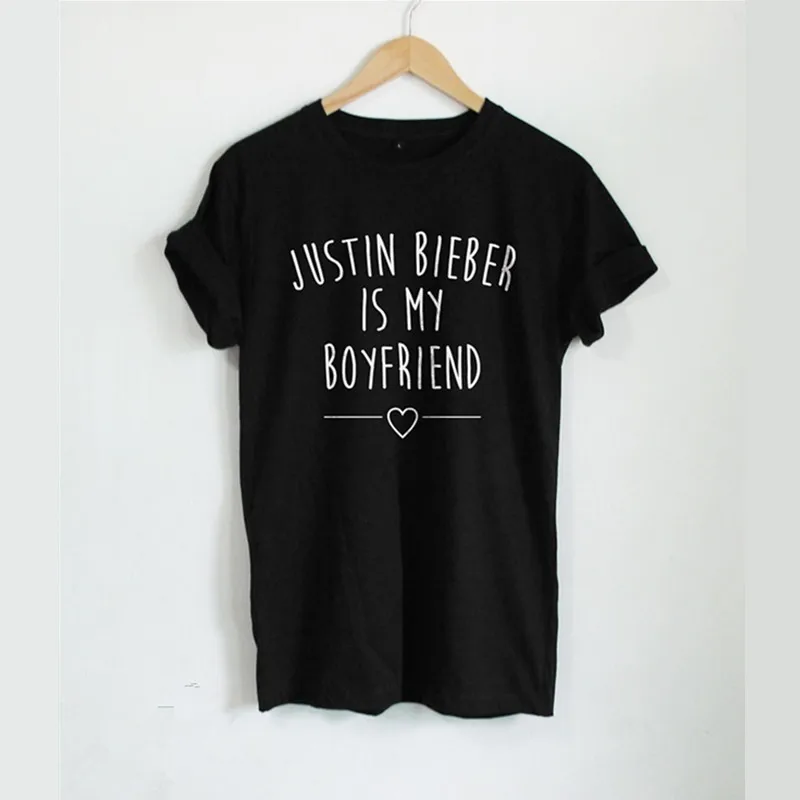 

Justin Bieber Shirt Lady Justin Bieber Is My Boyfriend T-shirts Tumblr Clothing Tee Womens Cotton Summer Casual Woman Tshirt