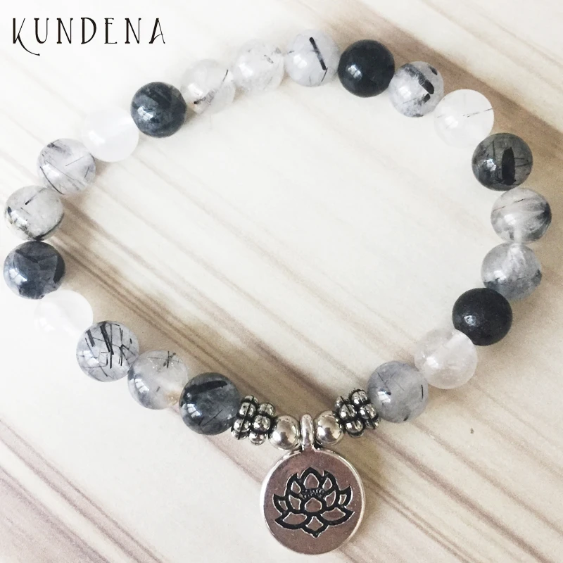 

Mala bracelets for Unisex Depression & Anxiety Relief bracelets Yoga Lotus bracelet Rutilated Buddha Charm bracelet