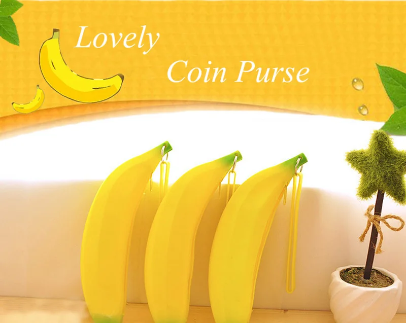 Cute Coin Purse Banana Pencil Case Kawaii Bag Silicone Purse Children's Purses For Kids Yellow Ulrica Coin Bags For Women Funny (1)