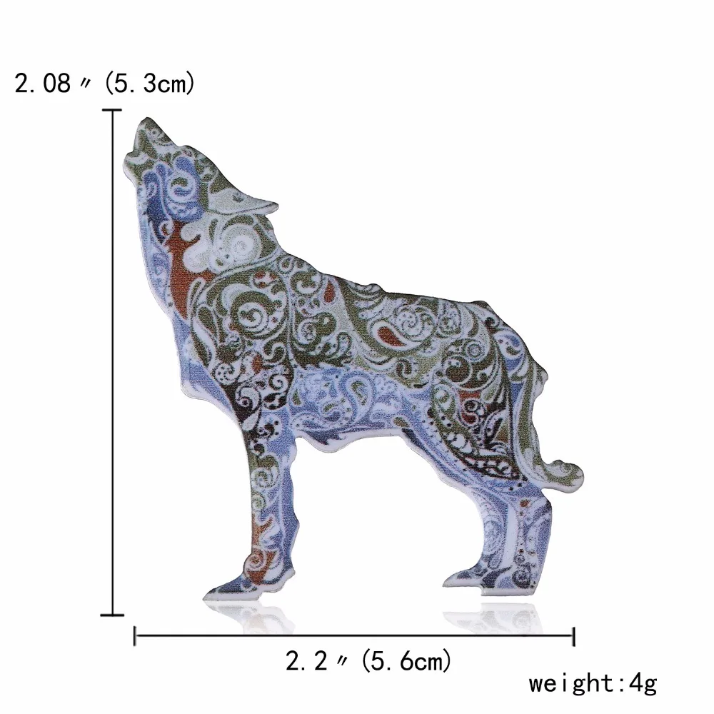 Акриловая брошь в виде волка для женщин и мужчин, брошь для воротника, штифты корсажа, богемная Этническая брошь в виде животного, значки, ювелирные аксессуары