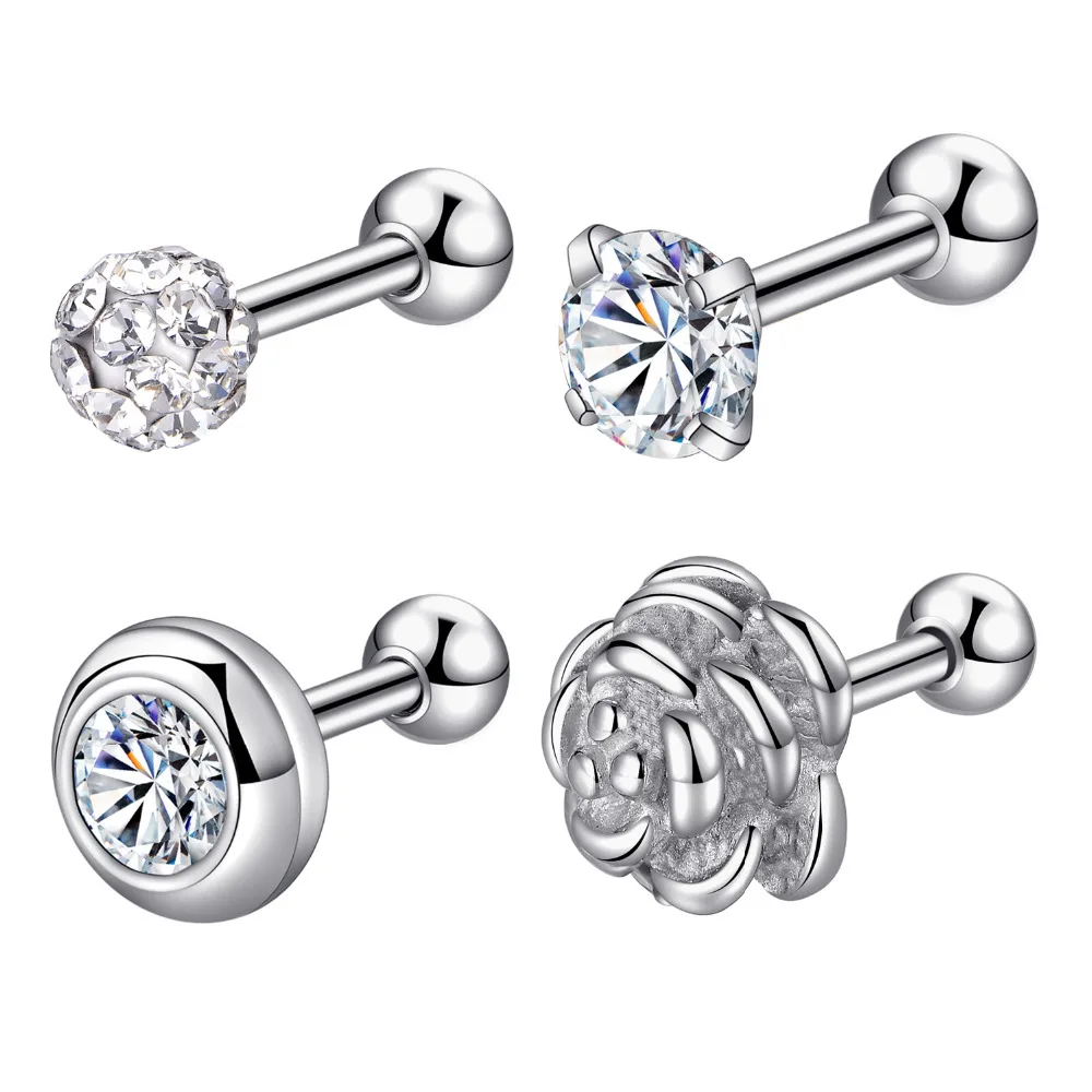 GAGABODY 16G Rose Flower Surgical Steel Cartilage Earring Studs for