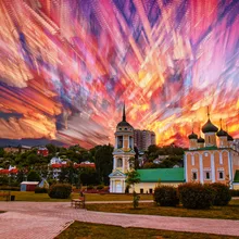 Блестящее небо в городе Искусство Ручная роспись креативная цифровая масляная пигментная краска кисть DIY живопись по номерам