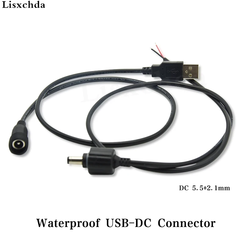 USB LED Водонепроницаемый кабель DC5.5 x 2.1 мм разъем постоянного тока для светодиодной