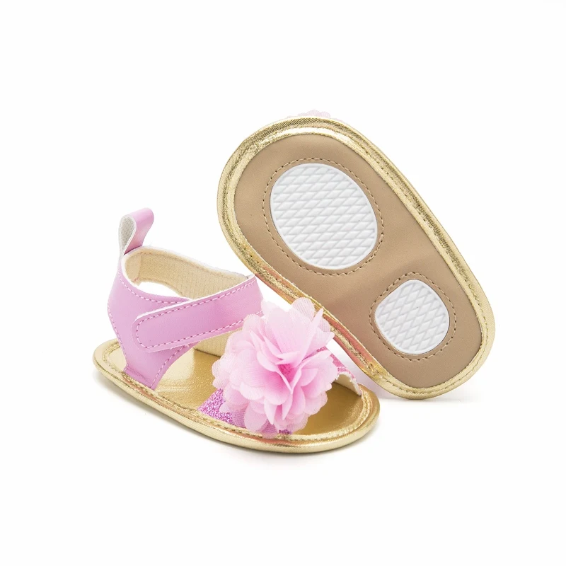 Летняя обувь для маленьких девочек розовые сандалии для маленьких девочек с блестками и цветочным узором; обувь для малышей; Sandalia infantil; 0-18 месяцев
