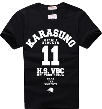 

Haikyuu!! Tsukishima Kei Karasuno T-Shirt Black Cosplay