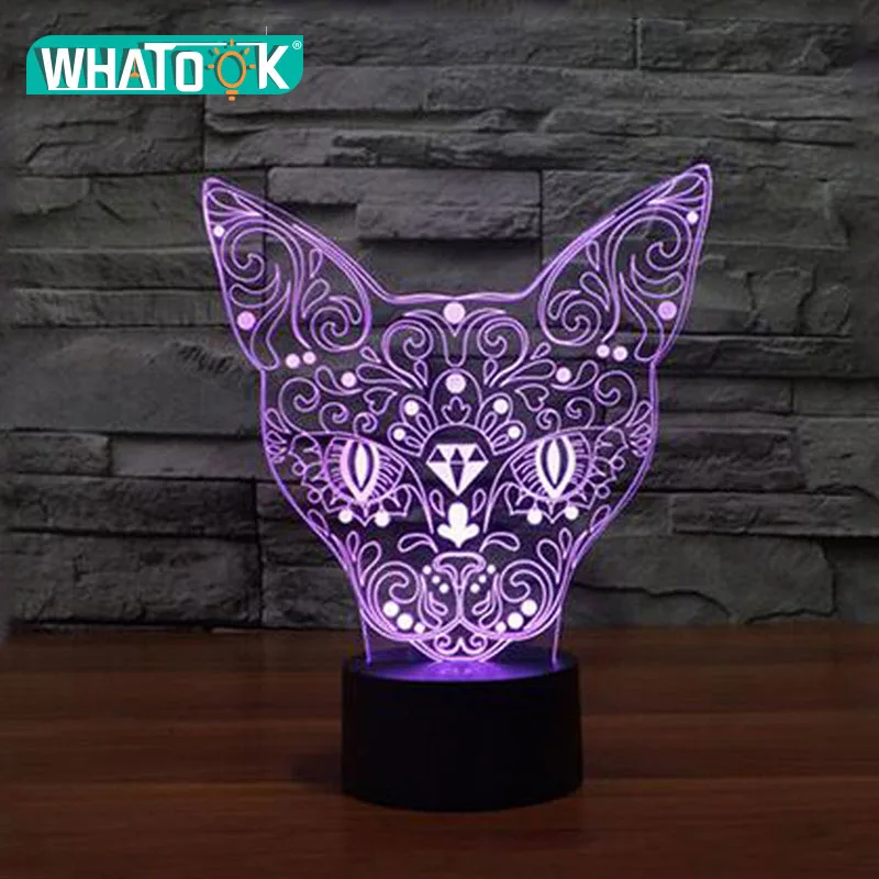 Elegant 3D little Cat Shape Nightlights 3d led Night Light Sensor Switch Botton Desk Reading Lamp for kids toys 