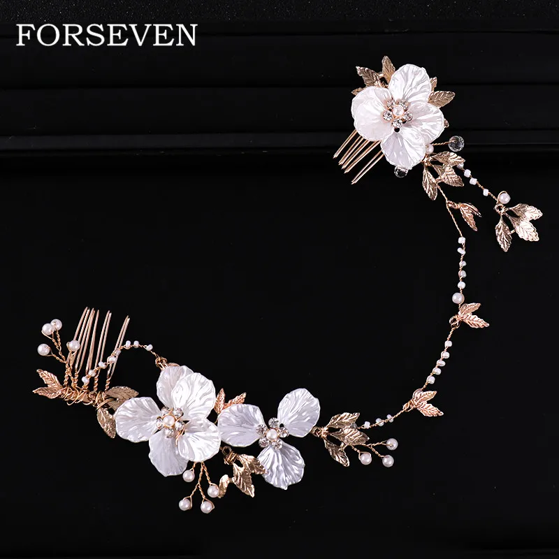

Flower Wedding Hair Comb Headband Pearl Double Hair Combs Flower Hairband Hair Jewelry Flower And Pearls Headpieces