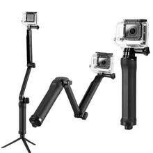 3 dans 1 3Way Selfie Bâton Réglable Pôle Grip Poignée Selfie Bâton Monopode + caméra Mont Trépied pour Gopro Hero 4 2 3 3 + 1 SJ4000