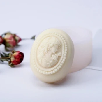 

PRZY Silicone Molds Soap Mold Elliptical Woman Silicone Soap Molds 3d Relief Silica Gel Die Mould Aroma Stone Handmade Flowers