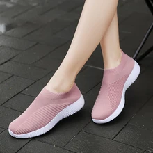 Moipheng 2020 zapatillas de deporte para mujer, zapatos vulcanizados, zapatillas de calcetín, zapatillas planas de verano para mujer, zapatos planos de talla grande para caminar