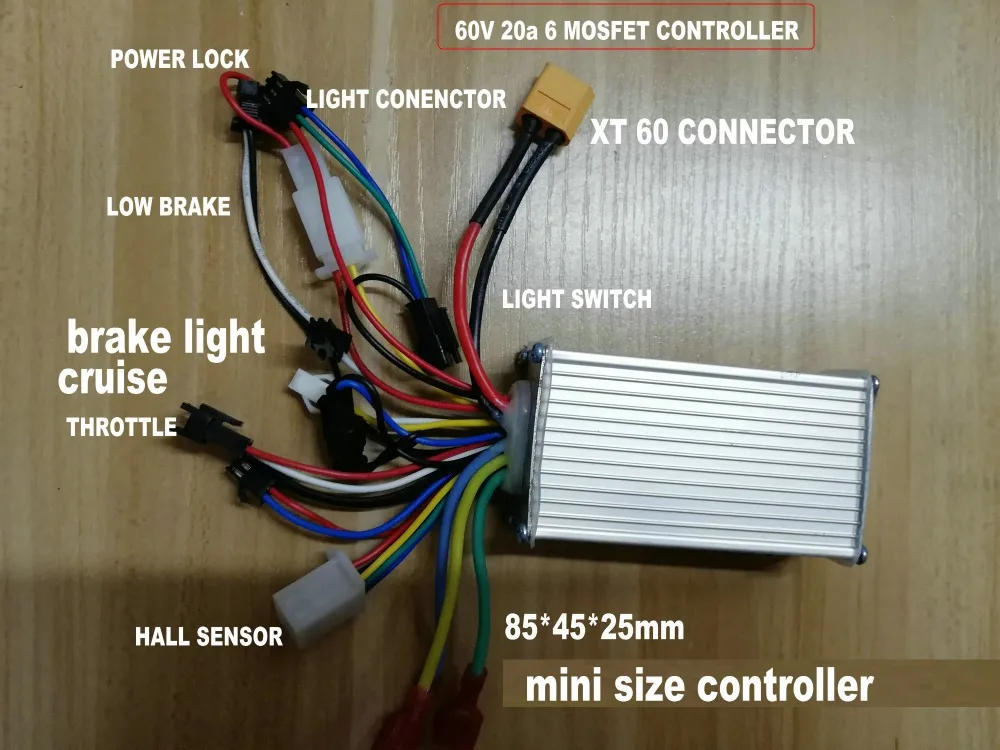 60v20A 250w350w 6mosfet BLDC контроллер мини размер для электрического велосипеда скутер MTB трехколесный велосипед складной велосипед с литиевой батареей