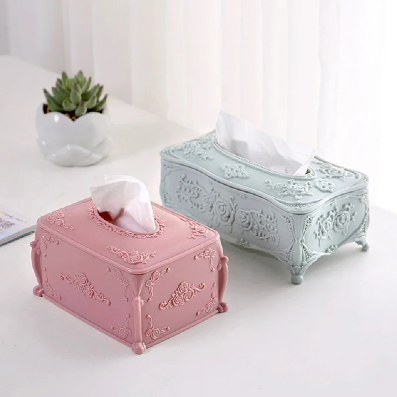 

Rose Carved Tissue Box Organizer Cover Home Decor Napkin Dispenser Tissue Holder Case Container Kitchen Storage Tissues Box
