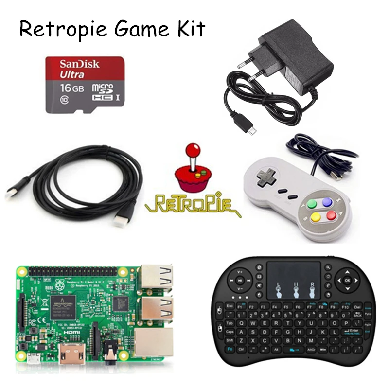 

Raspberry Pi 3 Model B & 16GB Card & HDMI Cable & Keyboard & Game pad &5V 2.5A Charger Retropie Game Kit for Nespi Case