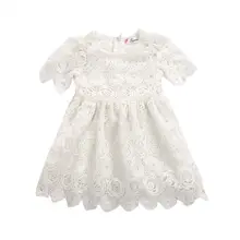 Платье принцессы для новорожденных кружевные вечерние платья белого цвета с цветочным принтом, сарафан Одежда для малышей от 0 до 24 месяцев