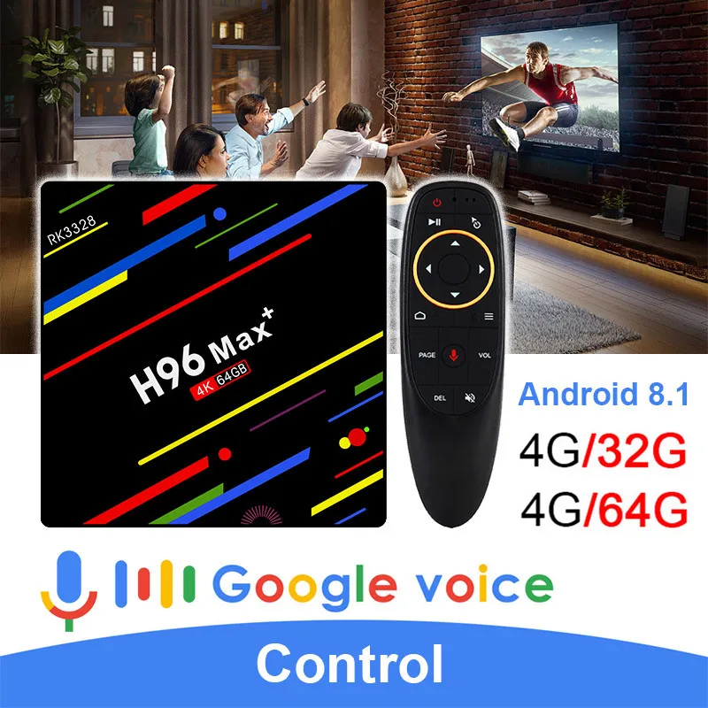 

H96 MAX Plus TV Box Android 8.1 4GB 32GB/64GB Smart Set Top Box RK3328 Quad core 5G Wifi 4K H.265 Media Player PK H96 Pro T9