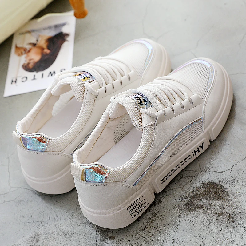

Suquan hot shoes women trainer 2019 feminine sneakers fashion lady SUMMER PU Leather flat platform light mesh breathable sport