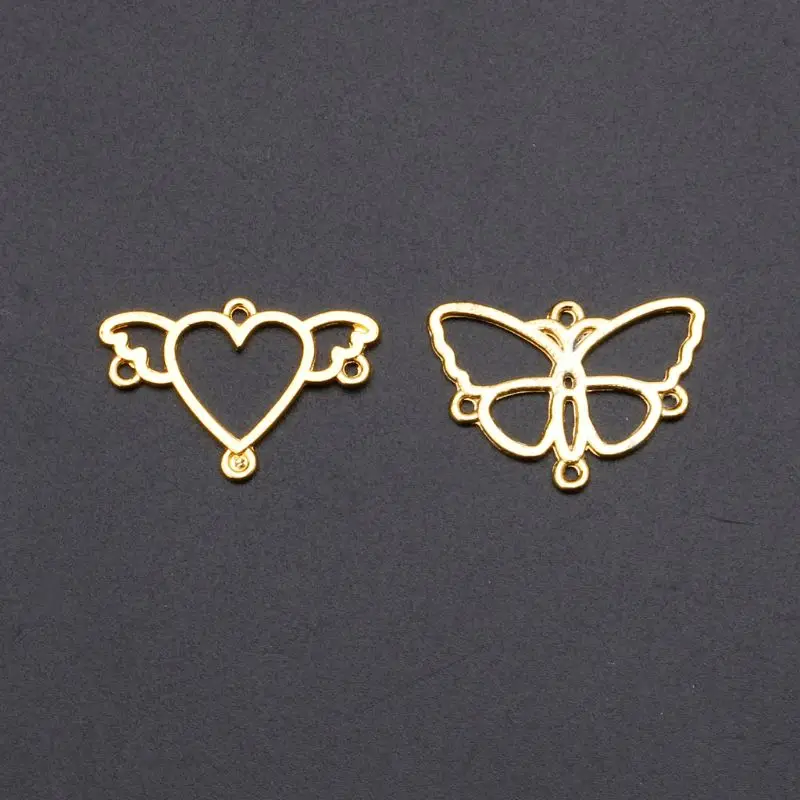 

10Pcs Hollow Heart Butterfly Pendant Resin Frames Open Back Bezel Jewelry Making