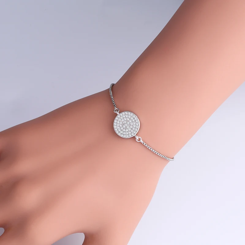 OCESRIO кубический цирконий серебряный браслет для девочек Регулируемый Хрустальный Браслет для женщин браслеты pour les femmes brt-a14