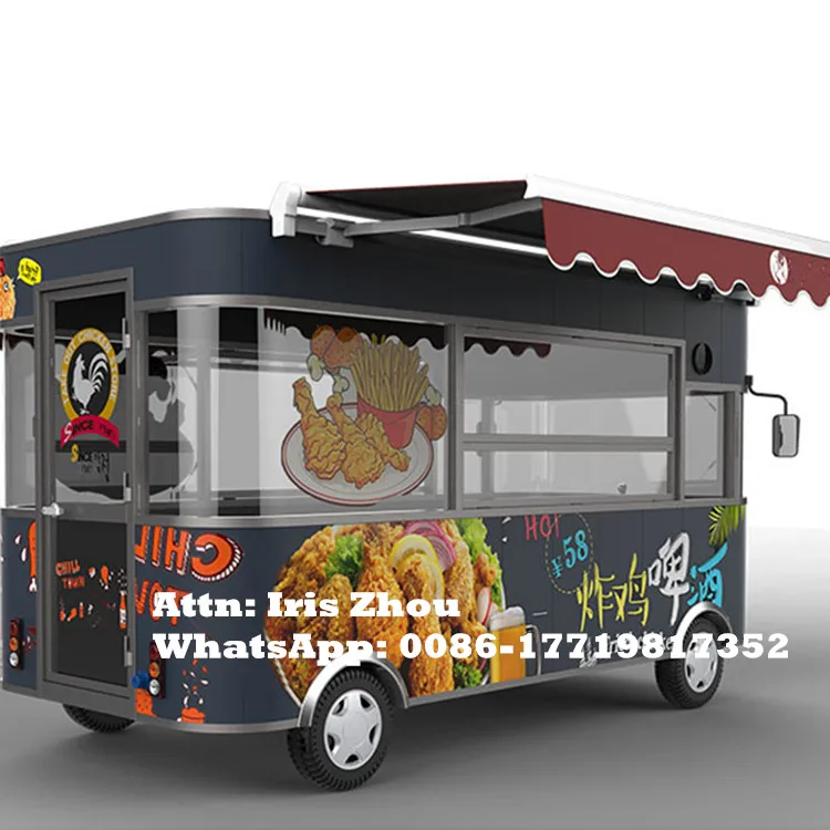 4,2 м двойной тент Подгонянный мобильный Электрический мороженое пищевой грузовик прицеп-кухня/vans/торговые тележки