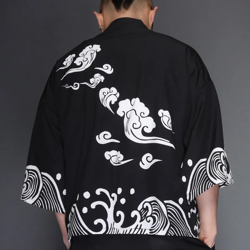 Zogaa Dragon Kimono Jacket Men Japanese Streetwear Kimono Cardigan Jacket Men Black Windbreaker Men Jacket Coat 2019 Summer