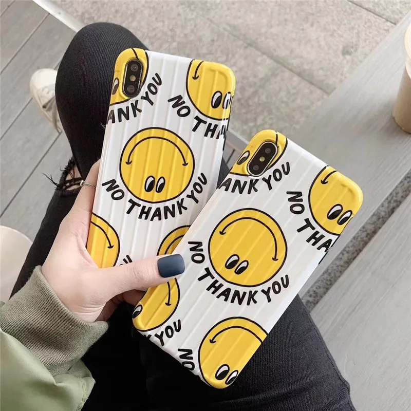 Surface luggage smiley phone case For iphone XS MAX XR X luxury TPU soft shell glossy 6 6s 7 8plus back cover |