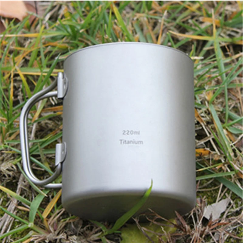 

Keith 2017 New Titanium Double-wall Mug 220ml Thermo Cup Mugs With Lid Health Non-toxic Cookware Camping Drinkware KS813