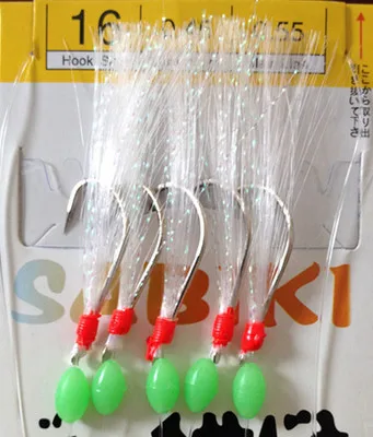 4 bags feather sabiki rig hooks , mixed color fishing sabiki hooks rig sea  fishing rig sabiki herring hook sets