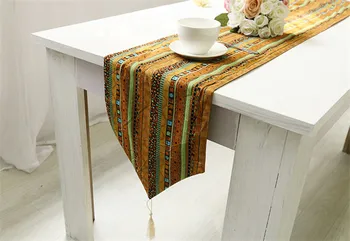 

4 Colors Tassels Stripe Table Runner Folk-Custom Table Runner Colorful Cotton Linen Runner Table Cloth Home Decor
