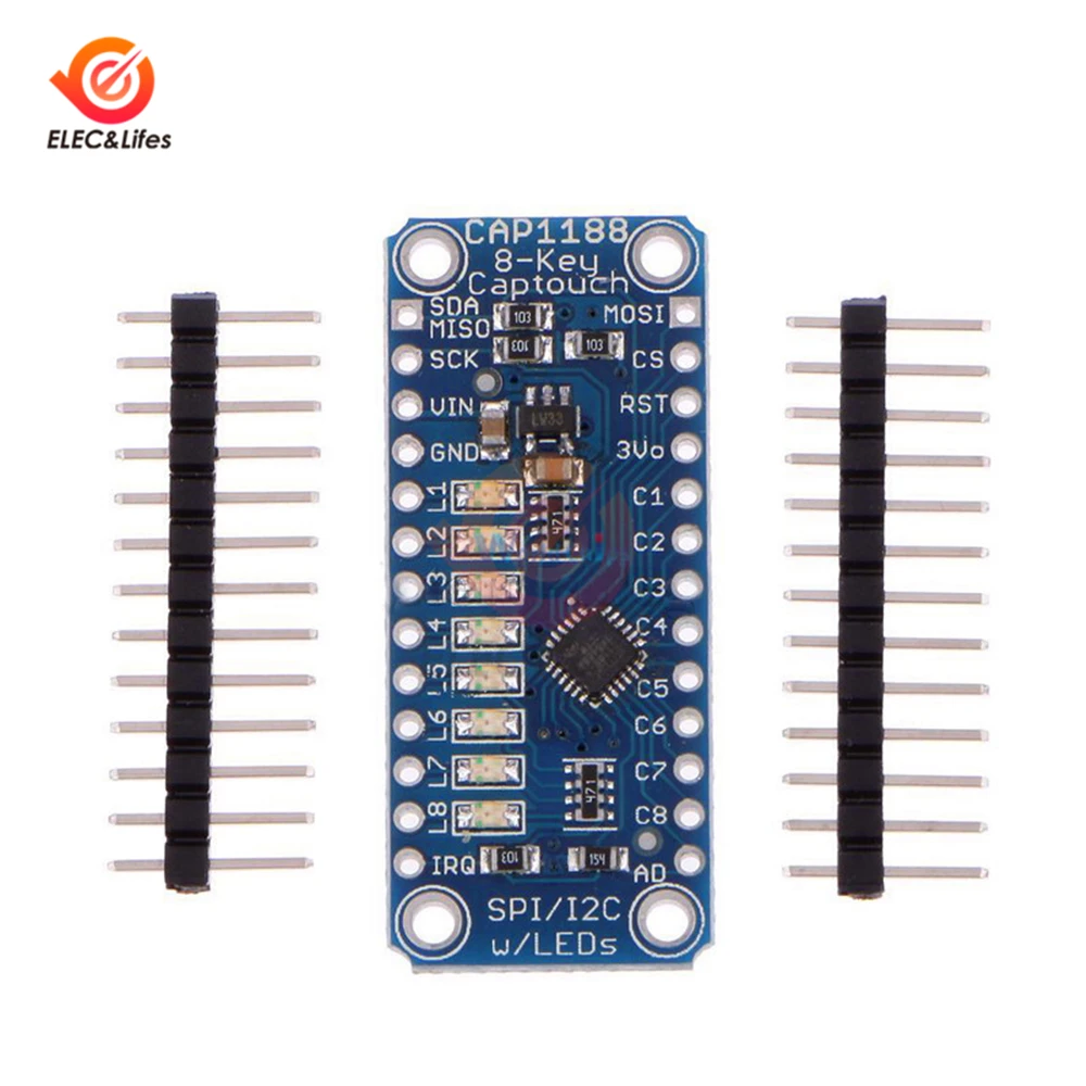 8 ключ CAP1188 емкостный сенсорный модуль датчика SPI igc Captouch сенсор w/светодиоды 8 кнопок/ключей интерфейсы DC 3 V-5 V Для Arduino DIY
