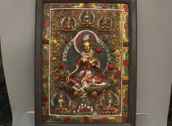 

29'' China Buddhism Guanyin KwanYin Bodhisattva Buddha Tangka Painting
