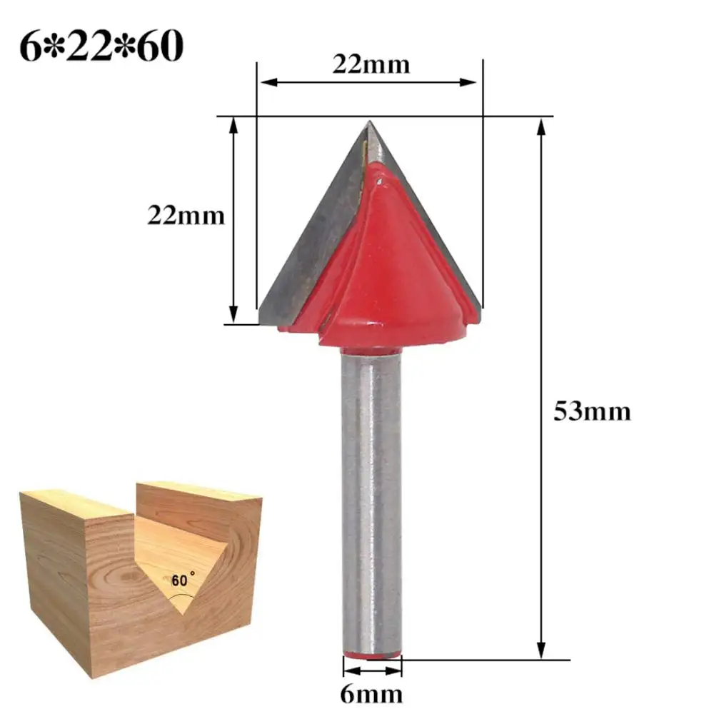 5 шт.(60 °+ 90 °+ 120 град) Shank-6mm Ширина-22/, маленького размера, круглой формы с диаметром 32 мм, Гравировальный, 3D V паз для вырезания гребней и пазов, деревообрабатывающие фрезы наборы инструментов