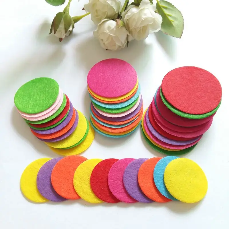 

200pcs/lot Appliqued DIY 3.5-5cm Round Felt Fabric Pads Accessory Patches Circle Fabric for flower/hat/handbag/clothe/craft