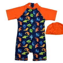 Bonverano(ТМ) Детские Слитные Солнцезащитные Пляжные Купальники с Рисунком Разноцветнвых Акул Для Малышей и Детей из Высококачественного Быстросохнущего Материала с Эффективного Фактором УФ-Защиты 50