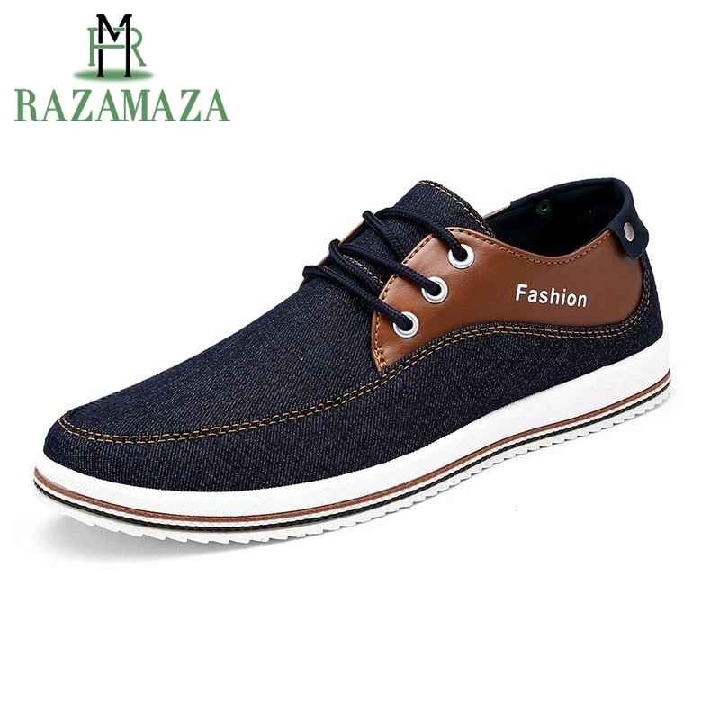 RAZAMAZA Size 39 47 Men Fashion Casual Shoes Simple Lace Up High ...