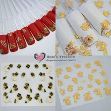 Различные дизайн черный(золотой) стикеры 3D на ногти Nail Art Наклейки для украшение для ногтей Инструменты Красота цветок птицы Бабочка Дизайн