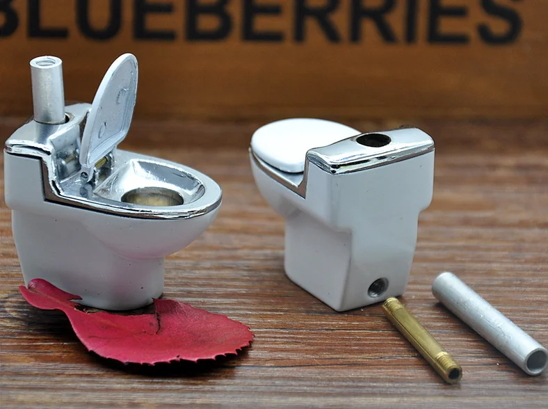 1pc Metal Toilet Smoking Pipe Portable Herb Tobacco Cigarette Ignescent
