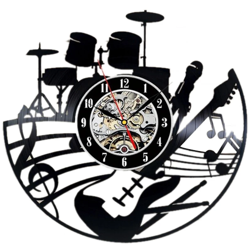 Timelike Cd Vinyl Record Wall Clock Modern Design Musical Theme Decorative Black Art Watch | Дом и сад