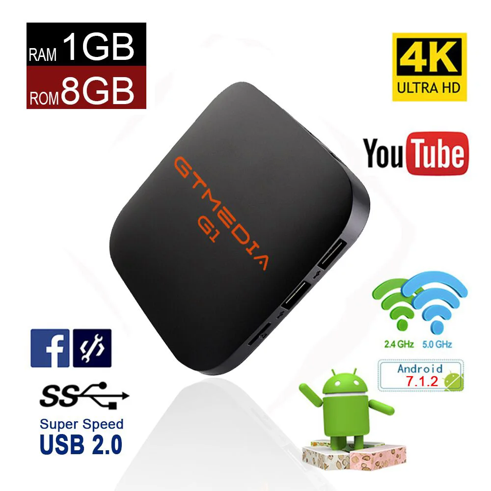 

Smart GTMEDIA G1 S905W Android 7.1 Tv Box Media Player 1GB RAM 8GB ROM Remote Control 4K 2K HD 2.4G Wifi Set Top Boxes IPTV