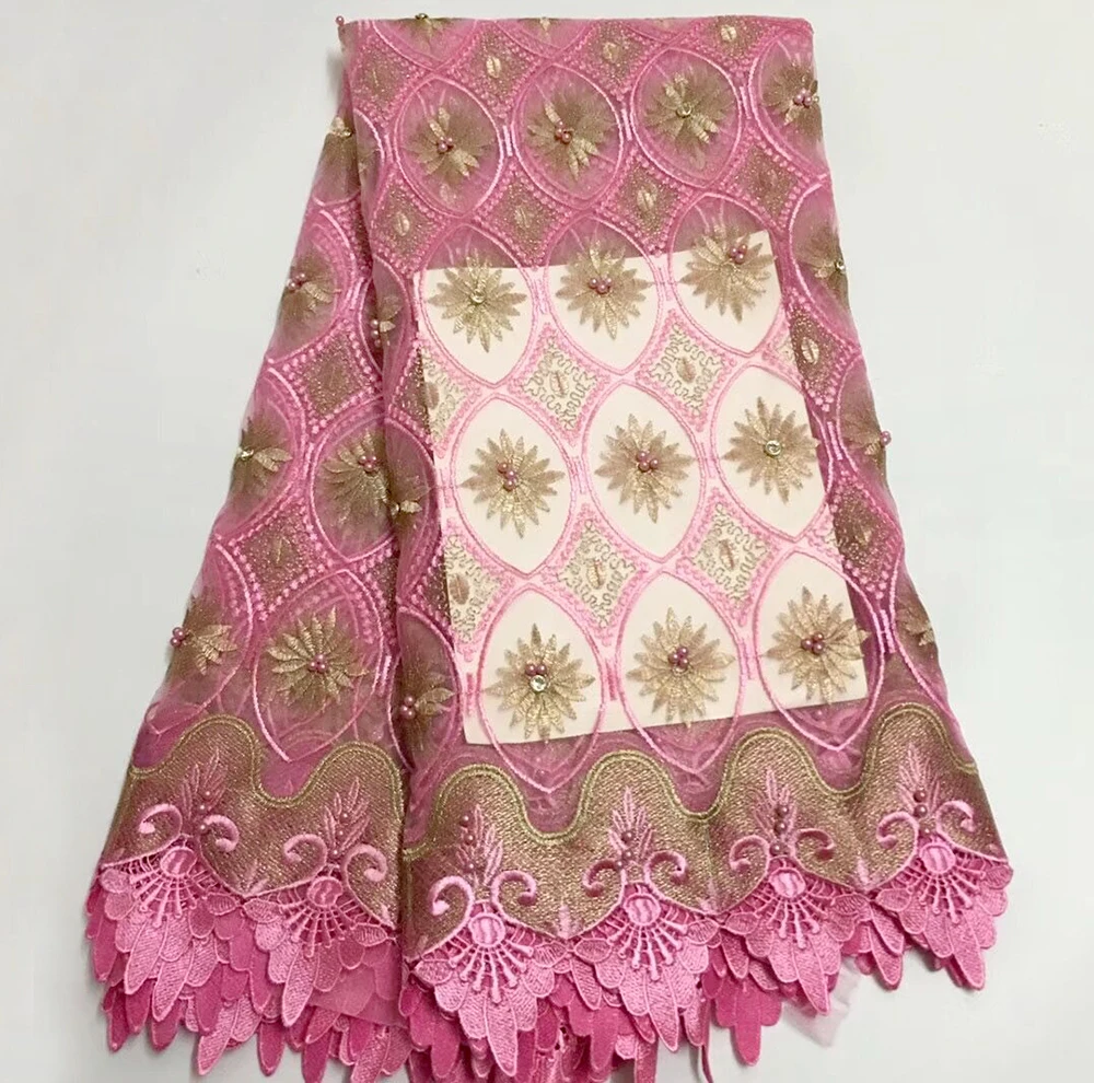 

French Net Lace Fabric 2019 Latest African Lace Fabric With Embroidery Mesh Tulle Lace Fabric High quality Nigerian Lace Fabric
