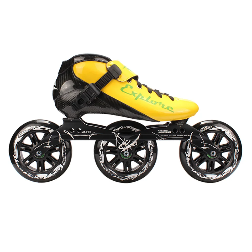 JEERKOOL المهنية مضمنة سرعة التزلج على الجليد الأسطوانة ألياف الكربون 125 ملليمتر مضمنة عجلات التزلج على الجليد للأطفال الرجال الكبار SH38