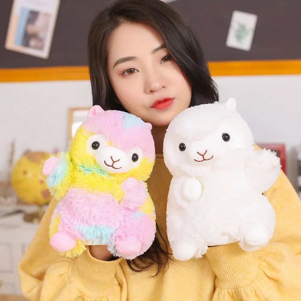 

Plush Hand Puppet Rainbow Alpaca White with Hands Feet Stage Props Tell Story Daddy Mommy Night Kids Plush Toy 20cm