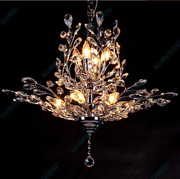 

Modern 70cm Candles K9 Crystal Chandelier Tree leaf Crystal Abajur Lustre De Cristal Bedroom Lampadario Lamps and Chandeliers