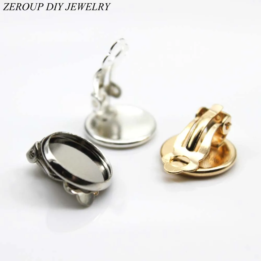Zeroup 10mm 12mm 10pcs Silver Ear Clips Earring Settings Base Cameo Zeroup 10mm 12mm 10pcs Silver Ear Clips Earring Settings Base Cameo Cabochon Tray Supplies For Jewelry E 012 In Findings Components From
