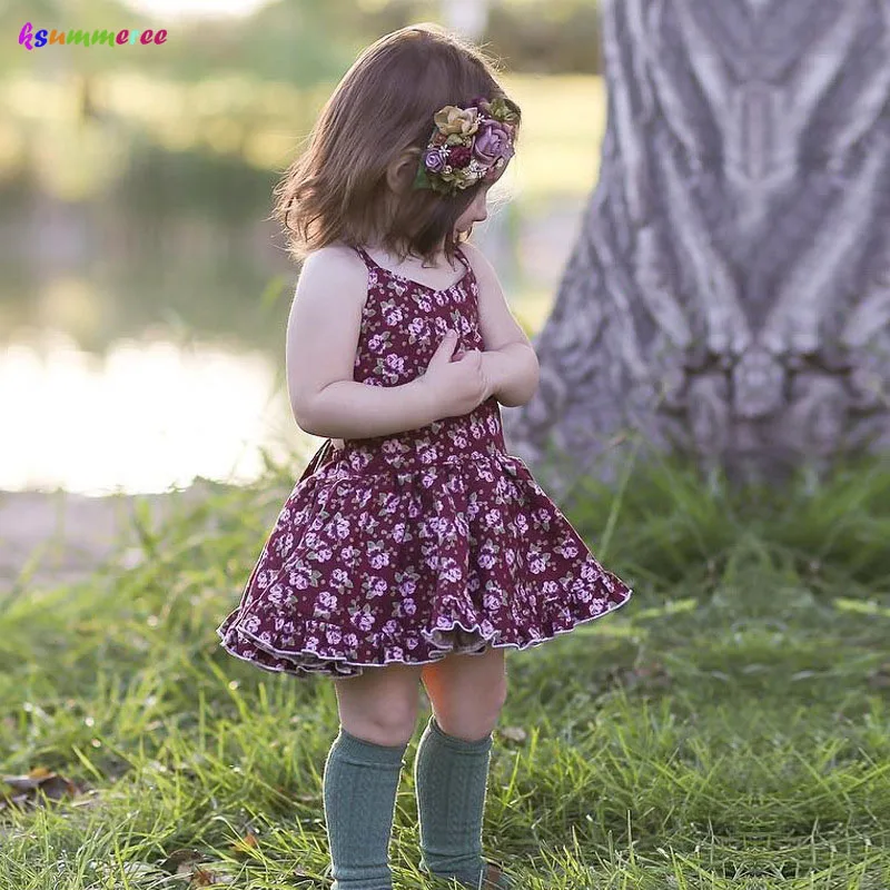 Flower Girls Summer Dress Princess Sleeveless Costume Baby Ruffles Sling Dresses Toddler Backless Vestidos Sun Clothing | Детская одежда