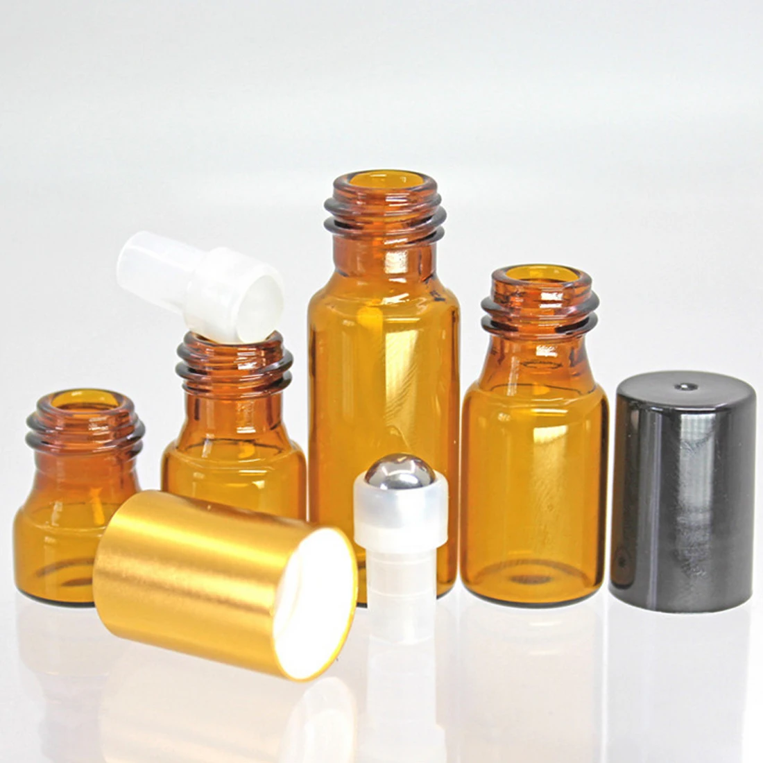 

Ball perfume sub-bottle brown 5ml goblet essential oil bottle portable brown ball bottle 5pcs perfume sub-bottle