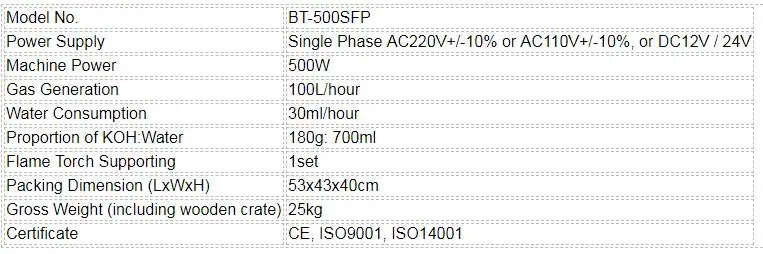 BT-500SFP Specification