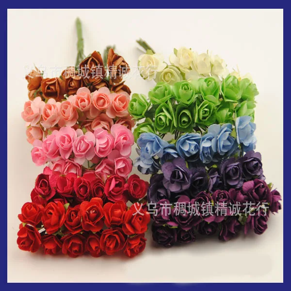 144pcs/Lot Paper Flowers Mini Rose Flower Hand Made Small Wedding Bouquet Scrapbooking Christmas Decor | Дом и сад