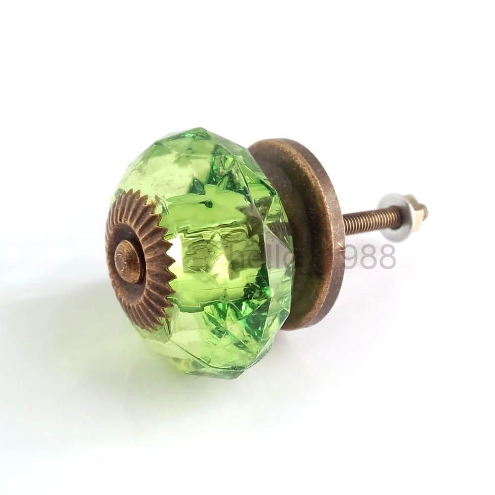 37mm Green Acrylic Cute Knob Kitchen Cupboard Closet Drawer
