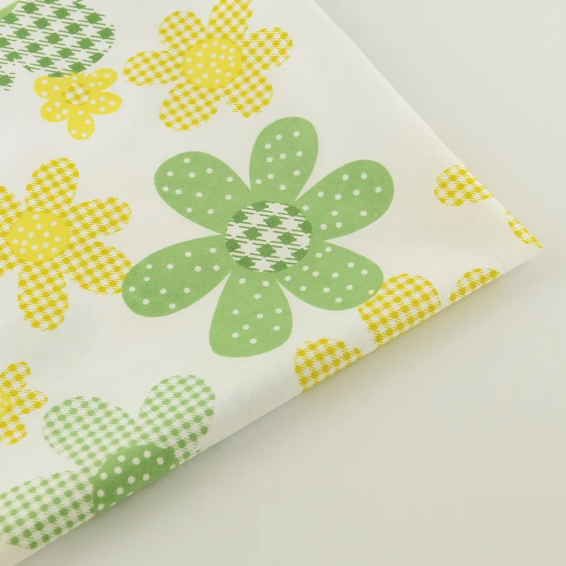 Green and Yellow flower Design 100% Cotton Fabric Tissue Tecido Bedding Clothing Doll Home Textile Quiting Patchwork | Дом и сад